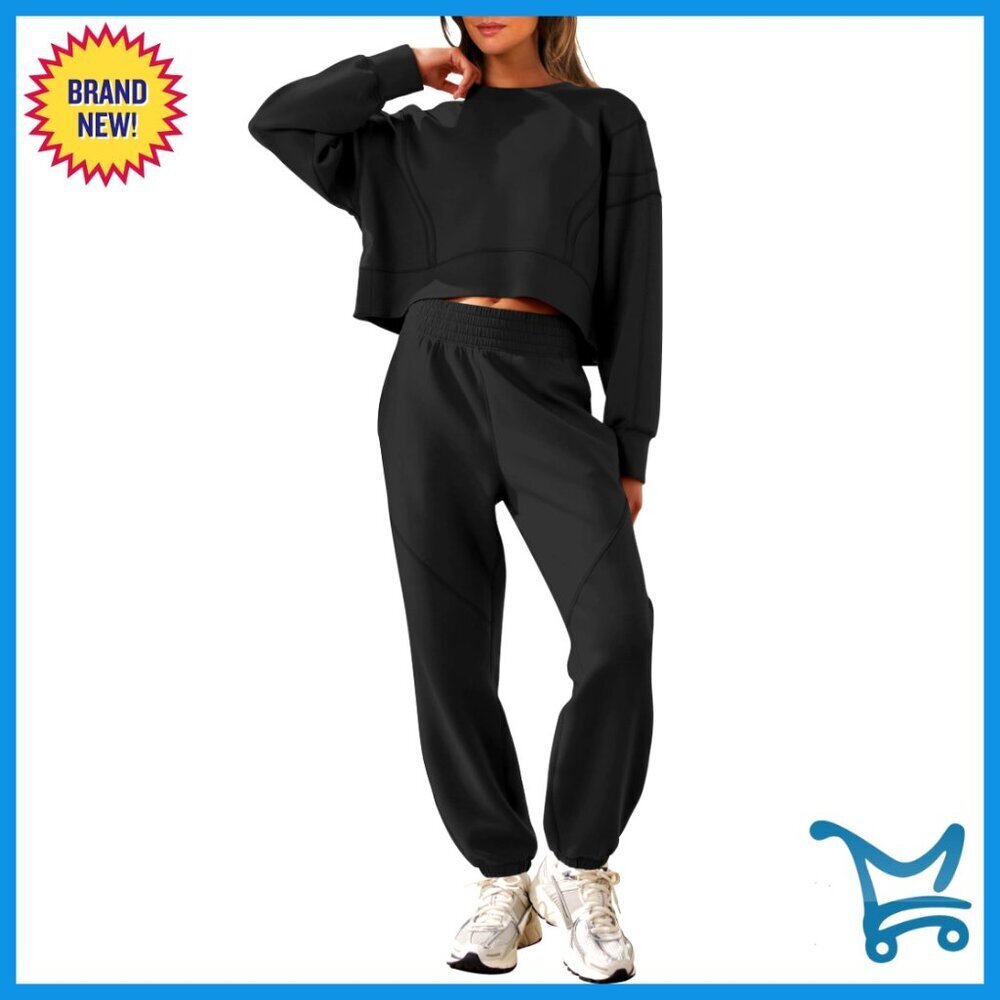 Cropped Sweatshirt Joggers Set Loose Fit Lounge Active Wear Y2K Chic